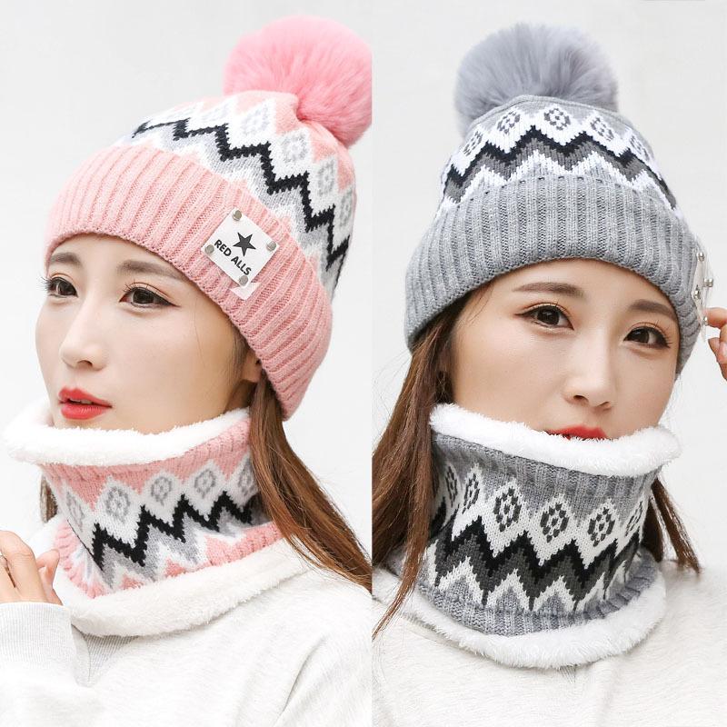 Hat women's winter plush thickened wool hat windproof warm ear protection autumn and winter versatile knitted cycling hat