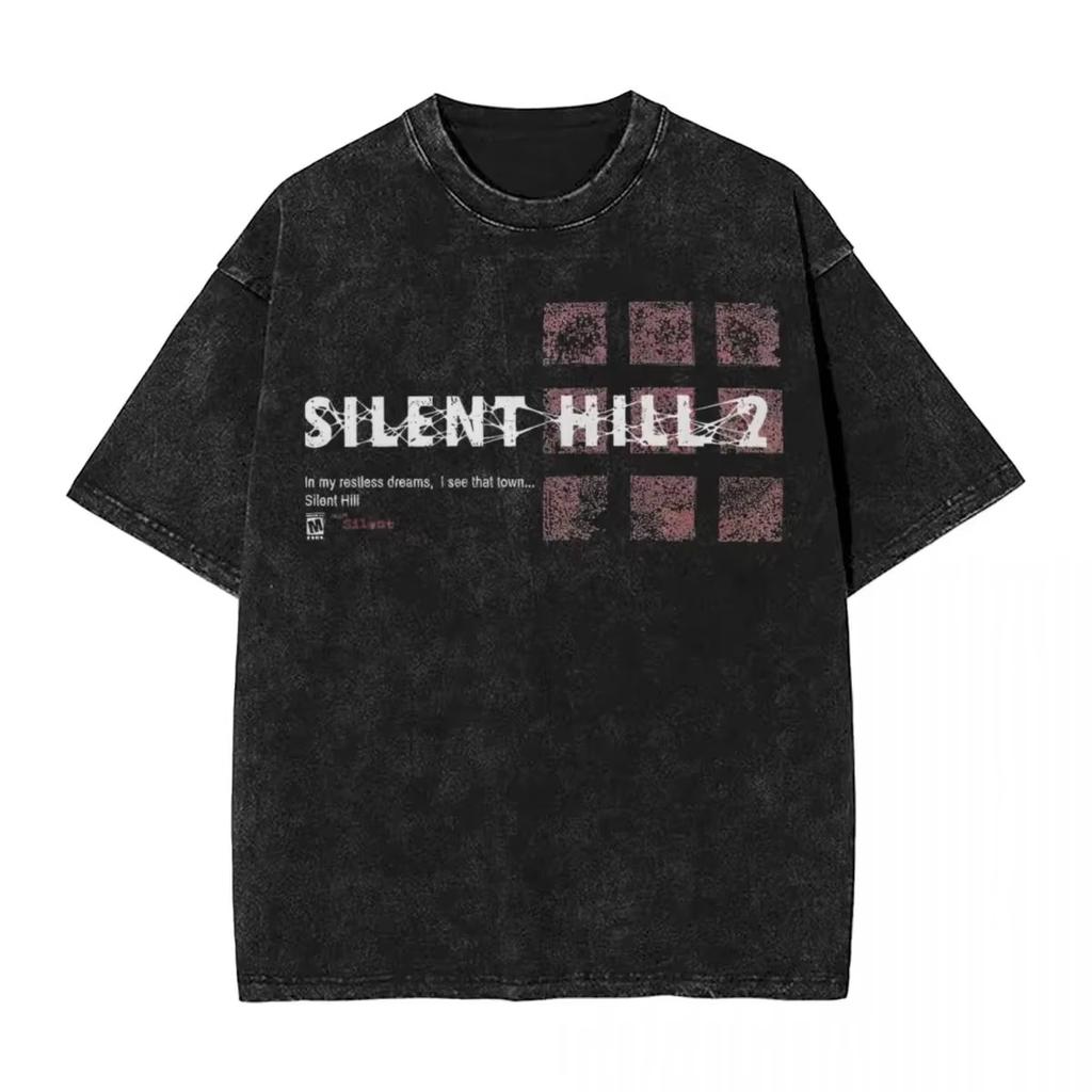 Хоррор Silent Hill Heavens Night Хип-хоп Стирка Принт Футболка Мужская Уличная Одежда С узором Печатная Футболка с коротким рукавом
