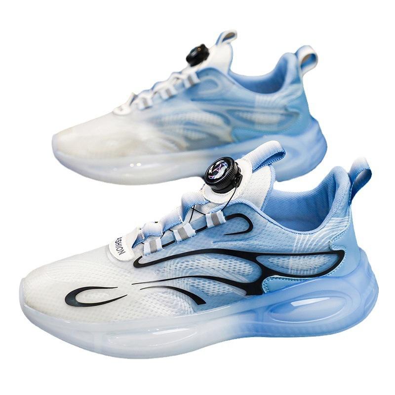 Универсальная мужская обувь, дышащая сетчатая повседневная спортивная обувь с вращающимися пуговицами, молодежная обувь для бега на воздушной подушке, модная обувь для белого папы