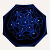 Sacred Geometry Mandala: Blue Spiritual Art Print Umbrella, Cute Umbrella with Cute Design, Portable 3-Fold Compact Umbrella for Men & Women, Valentin