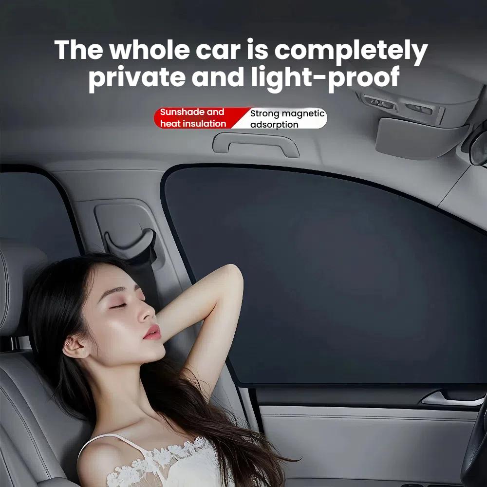 Магнитные солнцезащитные шторки EasyClip для автомобиля - Без клея, УФ-шторки для передних и задних окон | 98% УФ-блок, многоразовая складная шторка для внедорожника/седана