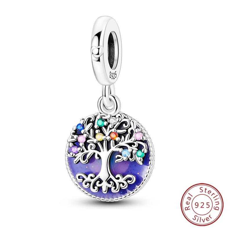 100% Медь Синий Кристалл Дерево Жизни Ангел Звезда Луна Подвески Шармы Подходят для Оригинальных Браслетов Qikaola DIY Ювелирные Изделия