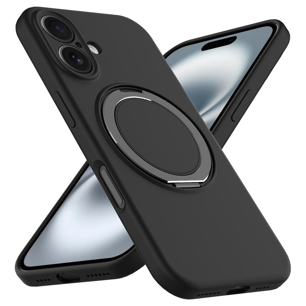 Чехол для iPhone 16, совместимый с MagSafe, вращающаяся металлическая подставка, чехол для телефона из ПК+силикона