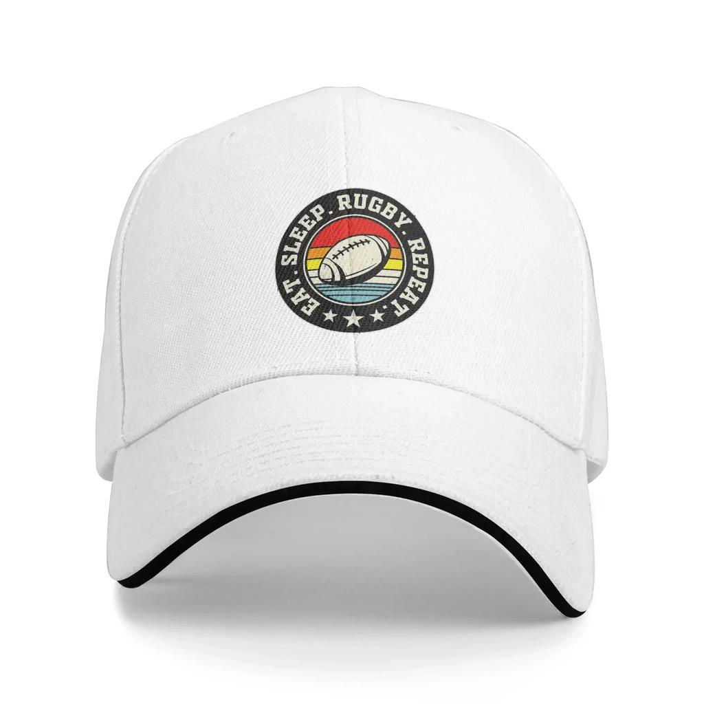 Eat Sleep Rugby Repeat Rugby American Football Cap Casual Baseball Caps Adjustable Hat Hip Hop Summer Unisex Baseball Hats