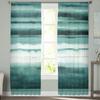 Watercolor Stripes Abstract Gradient Green Bedroom Transparent Sheer Curtains Holiday Decoration Window Voile Tulle Curtain