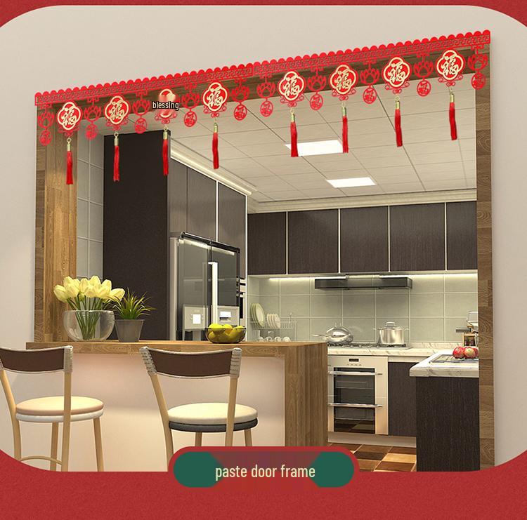 Spring Festival New Year Decorative Tassel Curtain & Fu Wall Sticker Garland