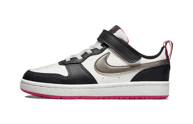 Nike Court Borough 2 Low 2 SE Leather Casual Low top Skateboard Shoes White Black Pink Children Aged 3 7 Years Old DJ0041-100