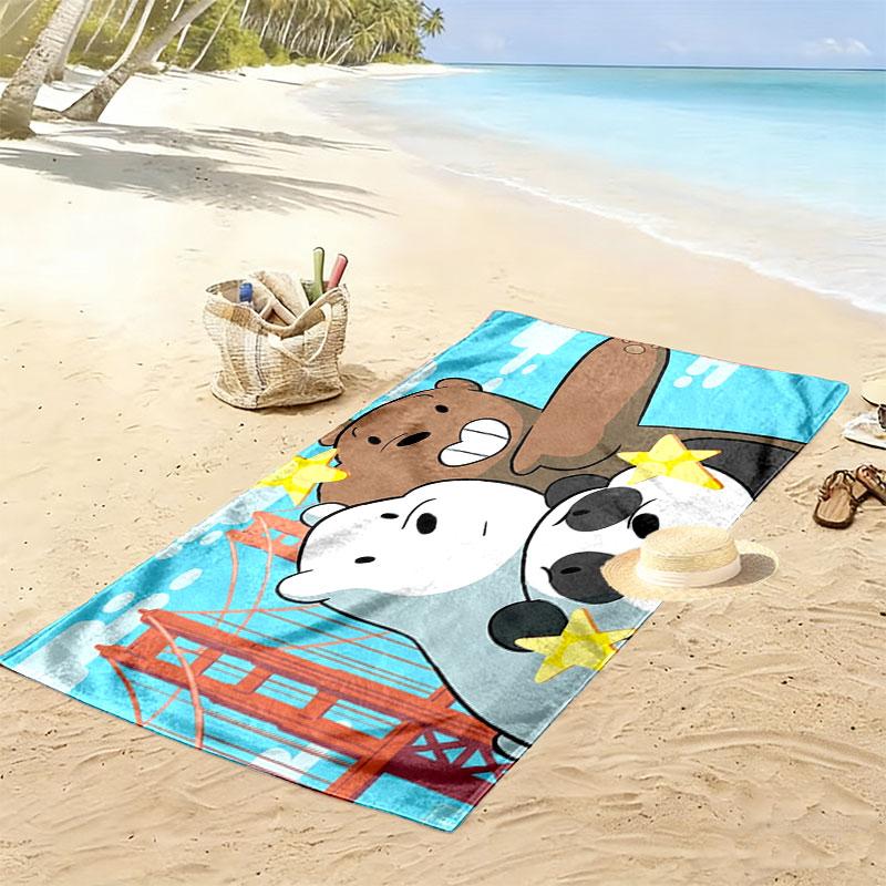 We Bare Bears Print Beach Towel, Large Soft Quick Dry Towel for Beach Camping Swimming