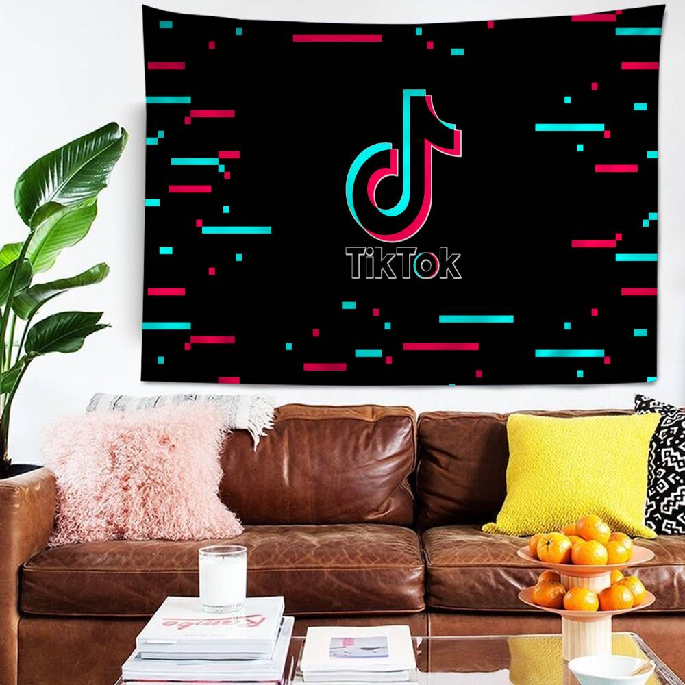 Мультяшный Гобелен с Логотипом TTikTok Декор для Дома Хиппи Бохо Декор Гадательный Домашний Декор
