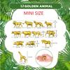 12 Pcs Gold Plastic Animal Figurines Toys Zoo Safari Animals Decor Mini Jungle Cake Toppers for Themed Birthday Party