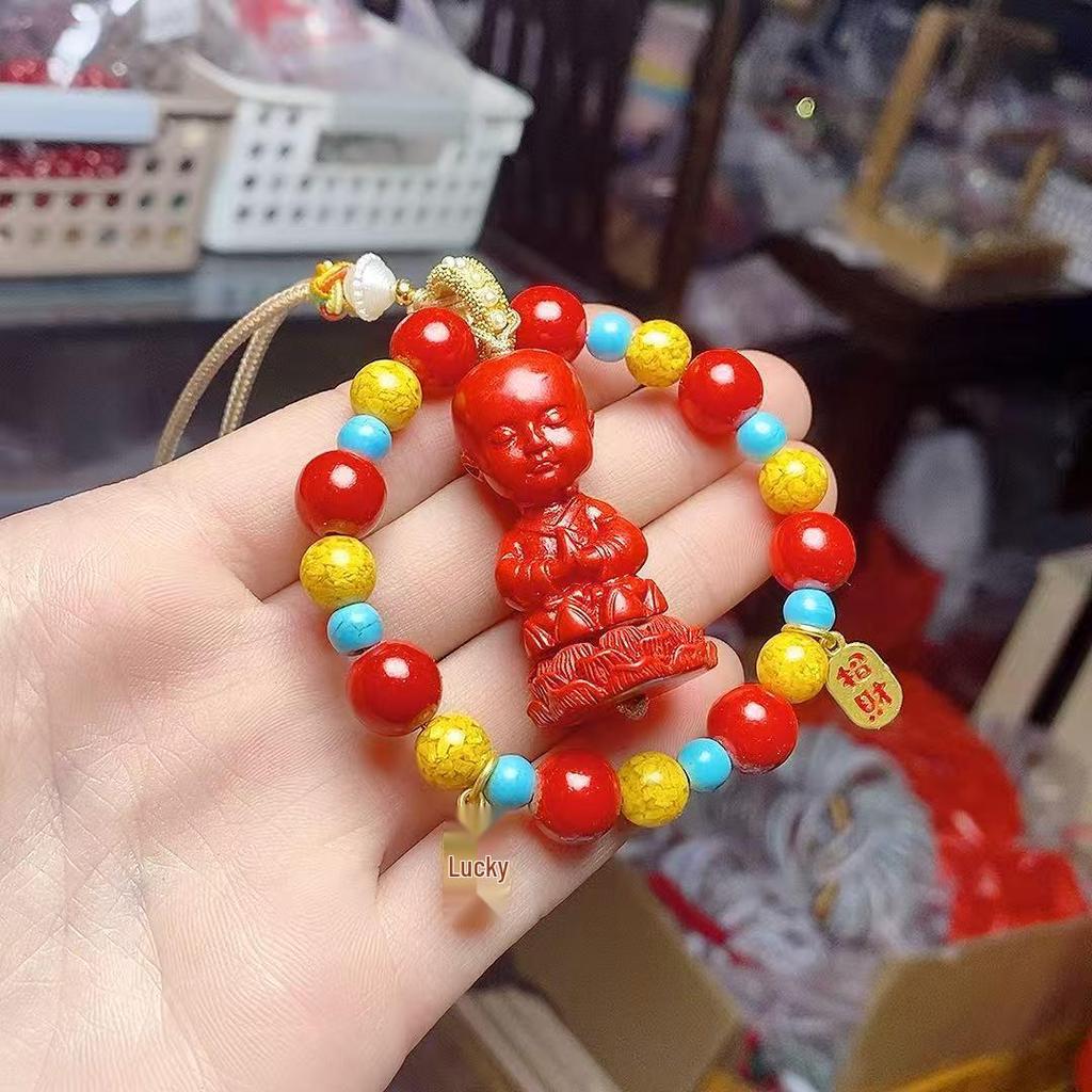 Vermilion Sand Baby Buddha Zodiac Car Hanging Ornament - Simple Design for Male and Female.