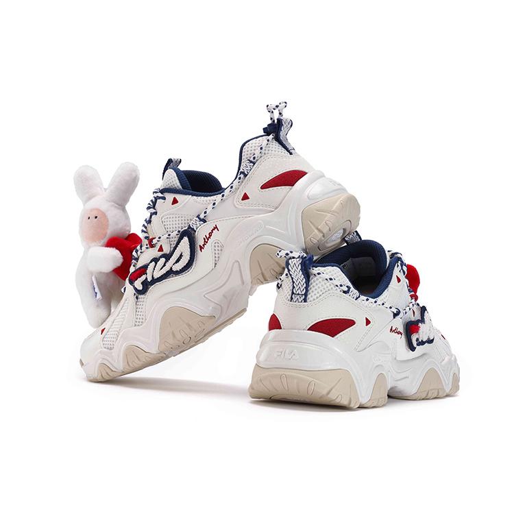ANDONGNIBUERTU x FILA Совместное издание, Кроссовки-лапки Кошки Низкие Массивные Кроссовки Женские Красный Белый Подарочный Набор F12W332122FSB