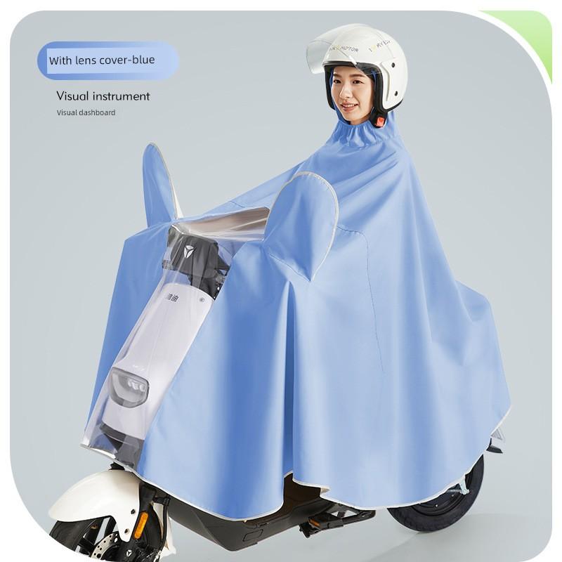 Electric Motorcycle Raincoat for Women, Single-Person, Oversized, Thickened, Long, Full-Body, Storm-Proof Riding Poncho