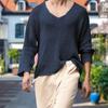 Мужской свитер с V-образным вырезом, легко сочетаемый, дышащий, эластичный, удобный, вязаный, с длинными рукавами