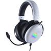 HKW Gaming Headset USB Memory Foam Ear Pads 50mm Drivers Detachable Mic PC PS4 PS5 Xbox Nintendo Switch Headphones LED Mobile Audio Jack Sound White