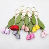 Leather Tulip Flower Shaped Bag Pendant Car Keychain Hand Rope Women Bag Accessories New Elegant Hand Bag Rope Accessories 2025