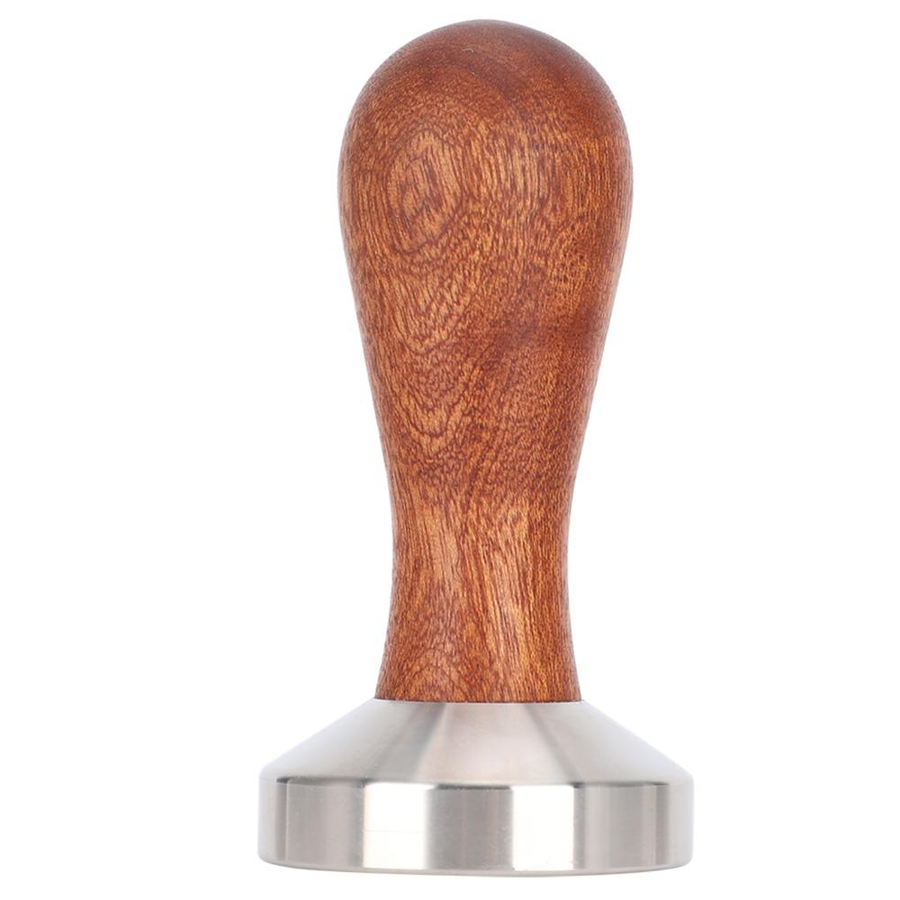 Wooden Handle Stainless Steel Coffee Tamper Flat Bottom Coffee Powder Pressing Tool Coffee Making