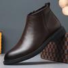 Boots Men's Autumn and Winter Leather Velvet Boots High-top Trendy Versatile Warm Leather Boots