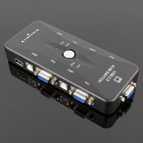 4 порта USB 2.0 KVM-переключатель Мышь/клавиатура/принтер/видеомонитор VGA 1920x1440