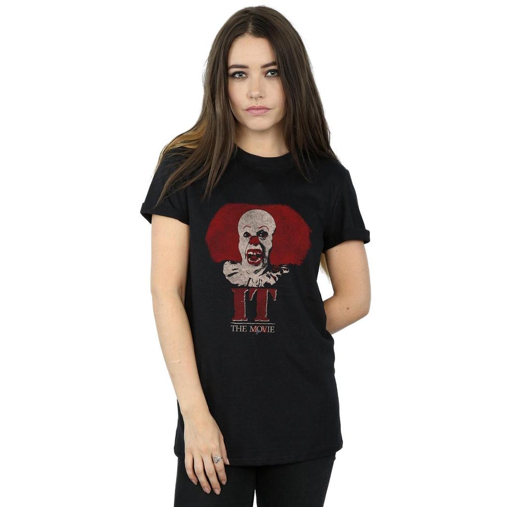 It (1990) Womens/Ladies Pennywise Clown Logo Cotton Boyfriend T-Shirt
