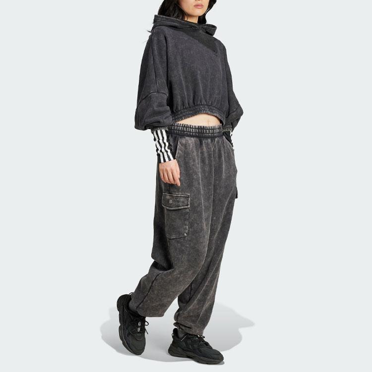 Adidas Originals WASHED ACID WASHED SWEAT JOGGERS Knitted Sweatpants Women's Black