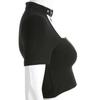Women Fashion Punk Gothic Sexy Blouse Halter Short Sleeve Square Neck Bare Midriff Shirt Tops