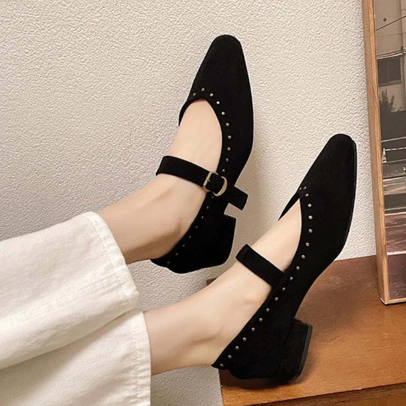Мода 2024 года, новые дизайнерские туфли, элегантные туфли-лодочки, женские, повседневные, на низком каблуке, с пряжкой, на ремне, туфли Мэри Джейн, женские туфли-лодочки Zapatos De Mujer
