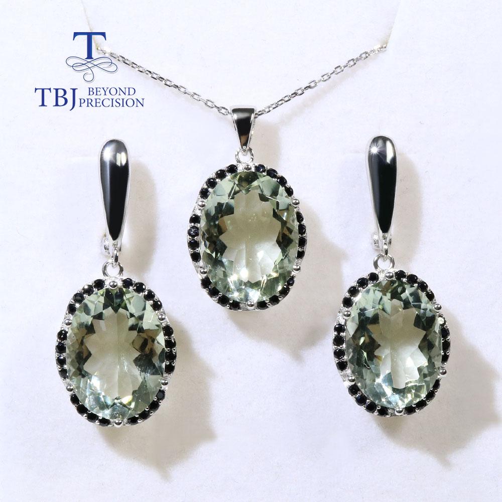 Новый!Серьги-подвески с натуральным бразильским зеленым аметистом BL, настоящие драгоценные камни, овальные 12*16 мм, комплект ювелирных изделий из стерлингового серебра 925 пробы, изысканные ювелирные изделия