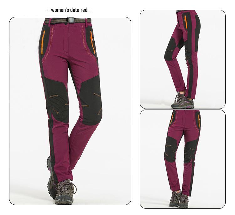 Новые унисекс осенне-зимние ветрозащитные флисовые софтшелл брюки - Теплая, утолщенная уличная горная экипировка