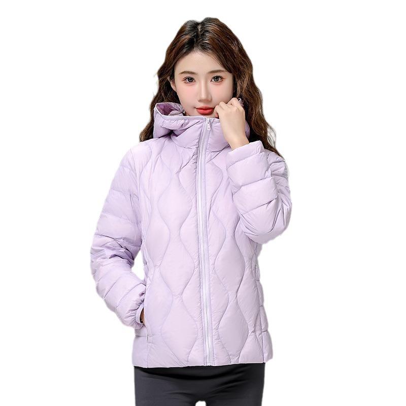 FASHION White Duck Down Premium Foreign Wave Pattern Short Down Jacket Slim Jacket 2025  New Hooded Trendy Clothes