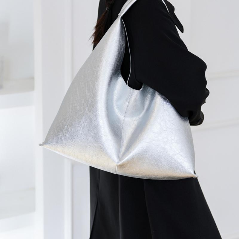 Большая вместительная серебряная брендовая сумка-хобо для женщин, роскошный дизайнерский кошелек из искусственной кожи, модная повседневная сумка-шоппер