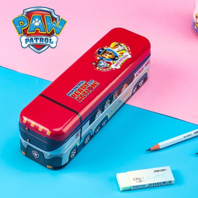 Bus Patrol Paw Pencil Box Metal Iron Creative Student Pencil Stationary Case
