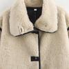 Европейская и американская женская мода 2024: Плюшевое пальто Осень/Зима с большим лацканом (924086)