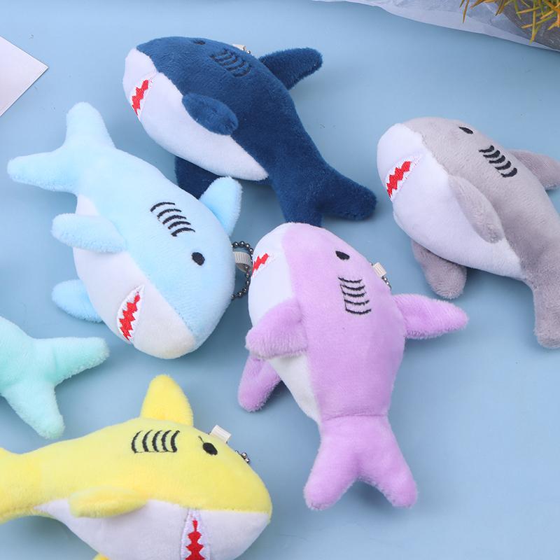 Cute Cartoon Stuffed Plush Shark Pendant Key Chain Ring Doll Toys For Kids Gifts