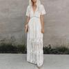 2021 Spring/Summer European & American Women's Lace Long Sleeve V-neck Chiffon Dress