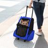 2-in-1 Pet Carrier Backpack for Dogs and Cats with Side Pockets, Telescopic Handle and Wheels, 42x25x55cm, Blue