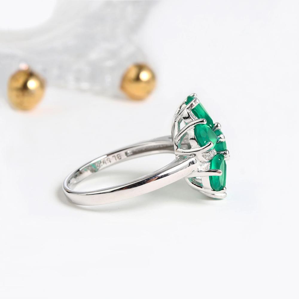 Elegant Natural Green Agate Gemstones Flower Design Ring 925 Sterling Silver Fine Jewelry for Women Valentines Gift