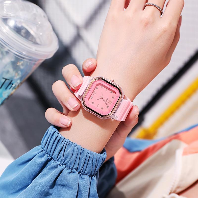 Women Watch/Stylish Square Dial Crystal Silicone Dial