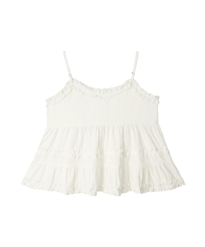 VIKINI VENDER Mary Frill Tiered Sleeveless Top