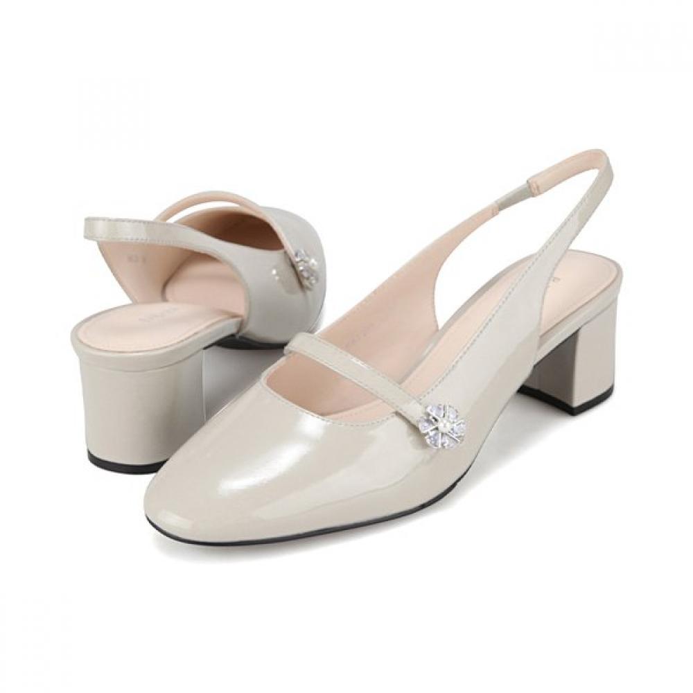 Barbara Cowhide Patent Jewel Point Feminine Slingback 5cm Bbj201gy