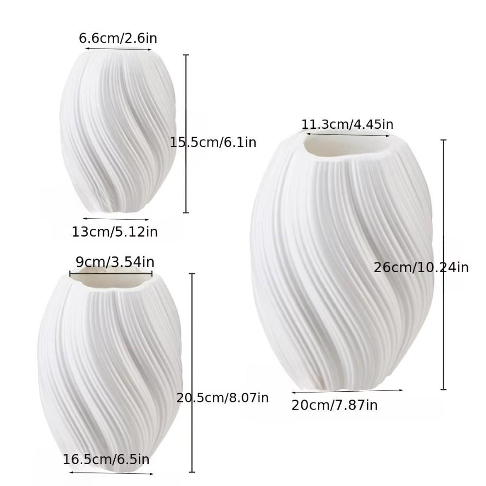 Nordic Wave Shaped Plastic Vase High-end Home Decoration Flower Arrangement Decoration White Water Cultivation Vase