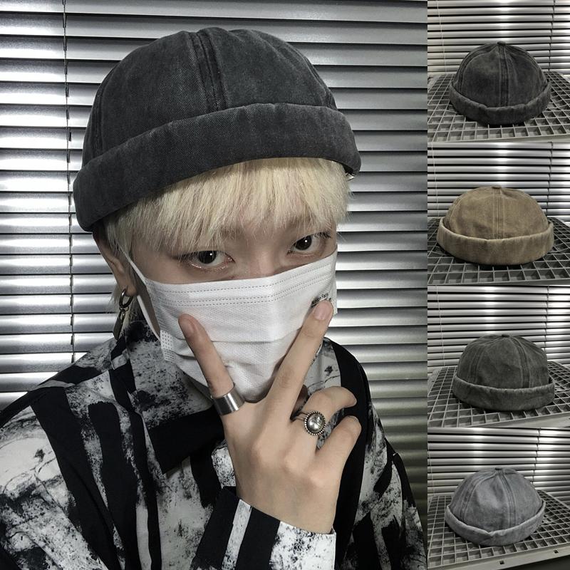 Хлопковая шапка-бини для мужчин без полей, шляпа моряка-рыболова, закатанный манжет, кепка-тюбетейка без козырька