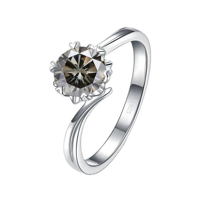 Bague Ringen S925 Набор с муассанитом цвета D, классическое женское кольцо с шестью когтями и снежинкой в один карат, с покрытием из 18-каратного золота