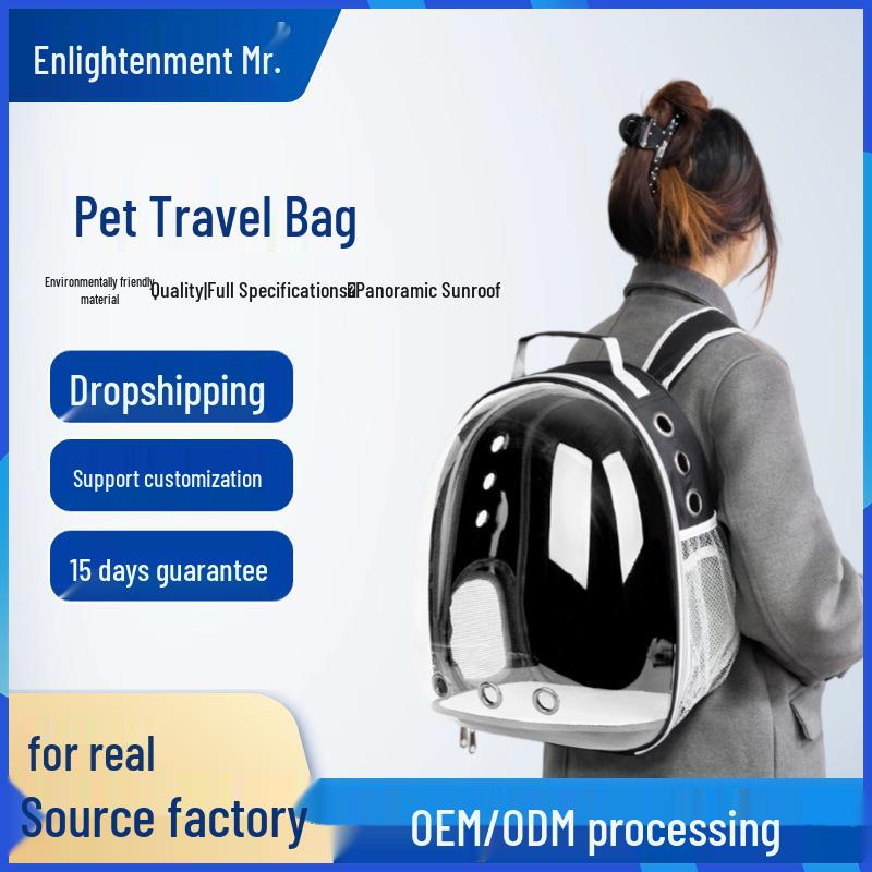 Pet Space Capsule Backpack: Large Capacity, Breathable Cat & Small Dog Carrier with Front Chest and Double Shoulder Straps.