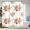 Hand-Painted Christmas Flowers Shower Curtain Waterproof Home Decor Bathroom Accessories Kitchen Towel Bath Curtains Pattern Pri