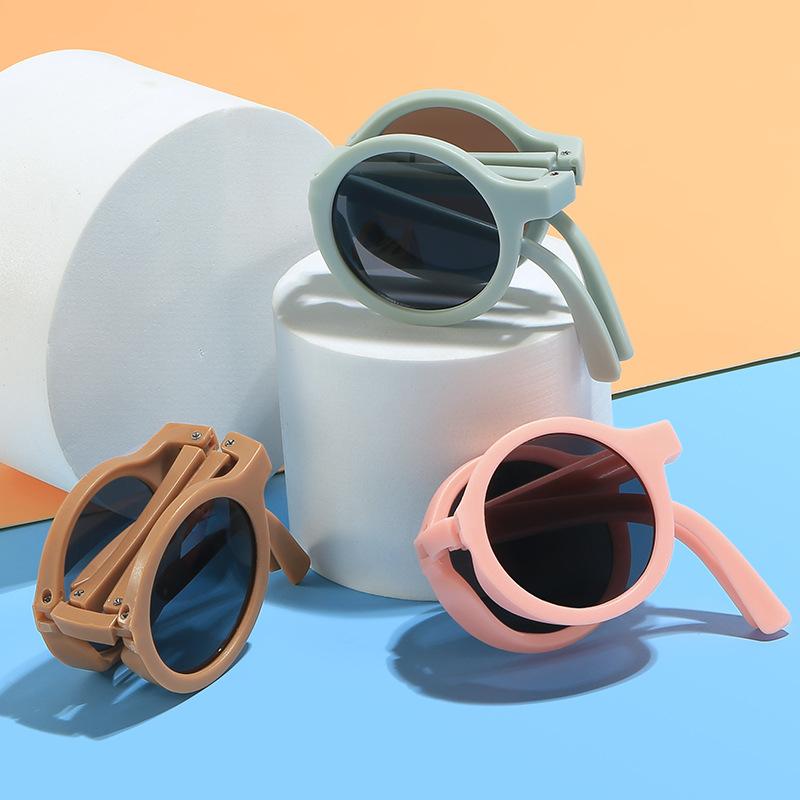 New Folding Children's Sunglasses Fashionable Round Sunglasses Boys and Girls Baby Cute Glasses Sunshade UV Protection