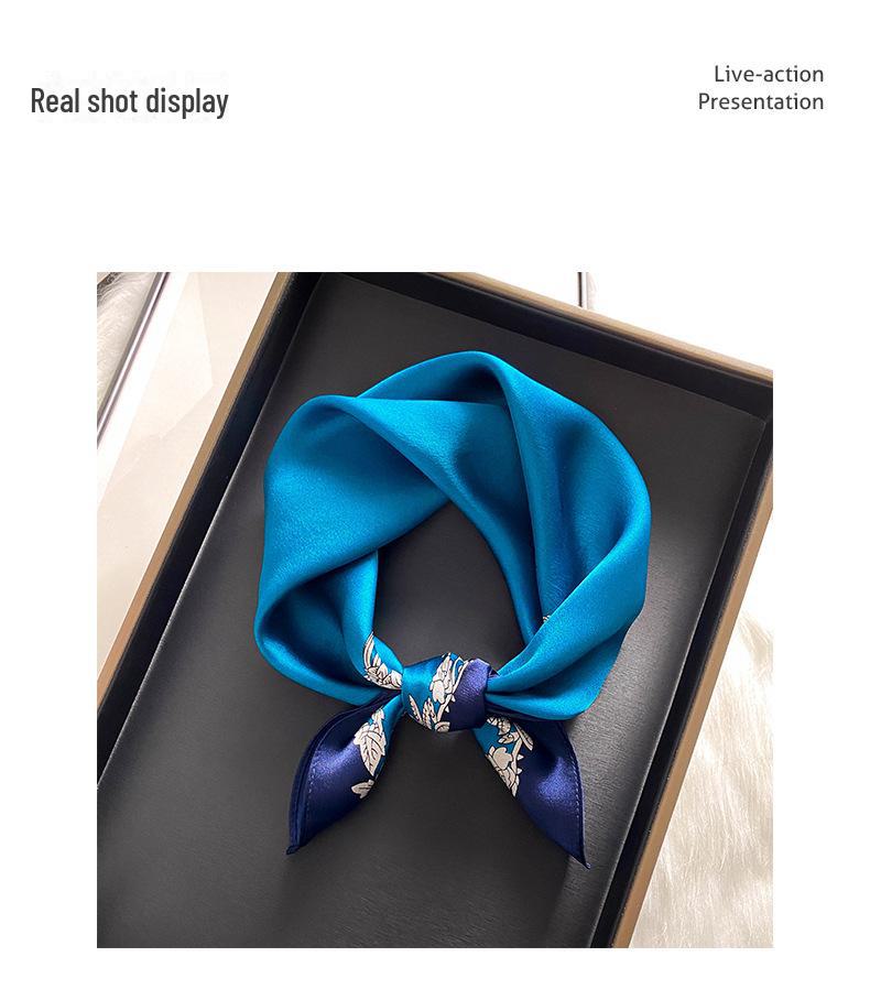 Роскошный синий шелковый шарф Mulberry - небольшой квадратный, идеально подходит для весны и осени, идеальный подарок высокого класса