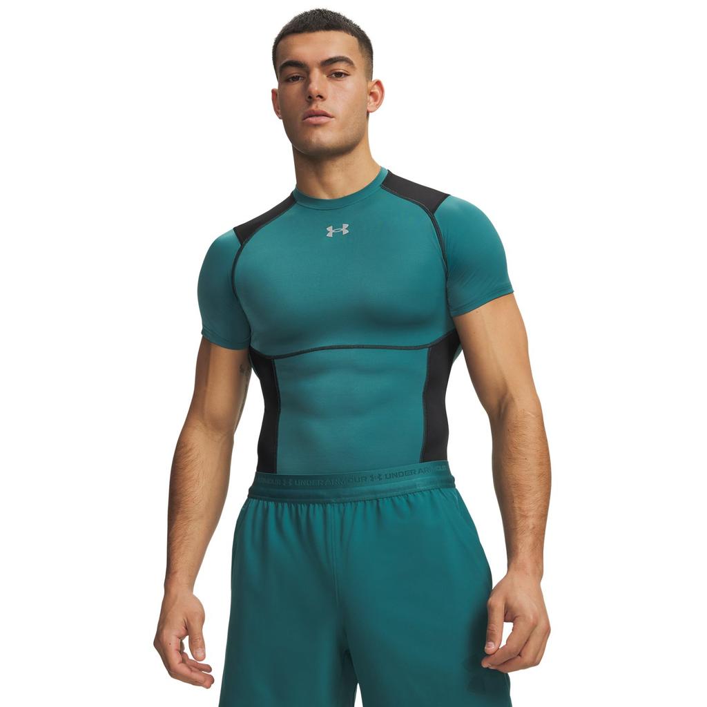 Under Armour HeatGear® Elite Тренировочная Фитнес Бег Легкая Дышащая Универсальная Футболка с Коротким Рукавом Мужские топы Ретро-Зеленый 6015382-338