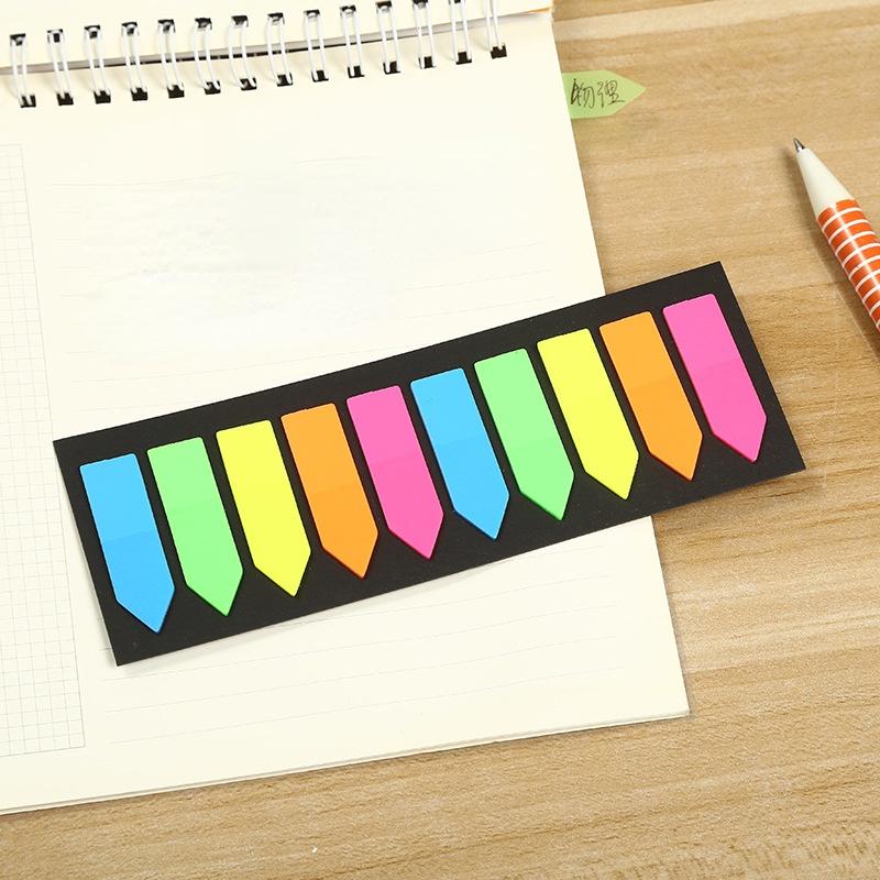 200 Sheets Fluorescence Self Adhesive Memo Pad Sticky Notes Bookmark Marker Memo Sticker Paper Student Office Supplies