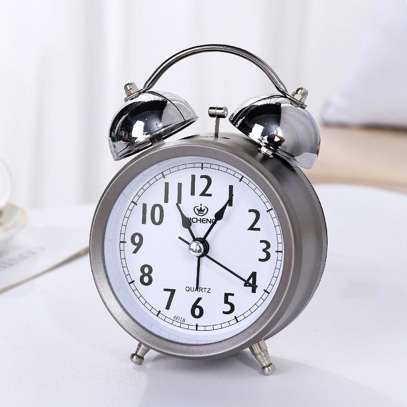 New Super Loud Simple Ringing Alarm Clock Night Light Mute Clock Bedroom Gift Student Bedside Sleeping Clock